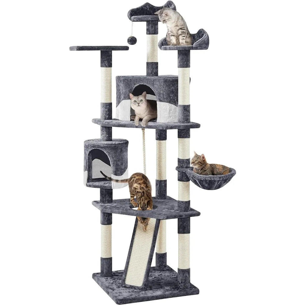 Indoor Cat Tower with Sisal-Covered Scratching Posts