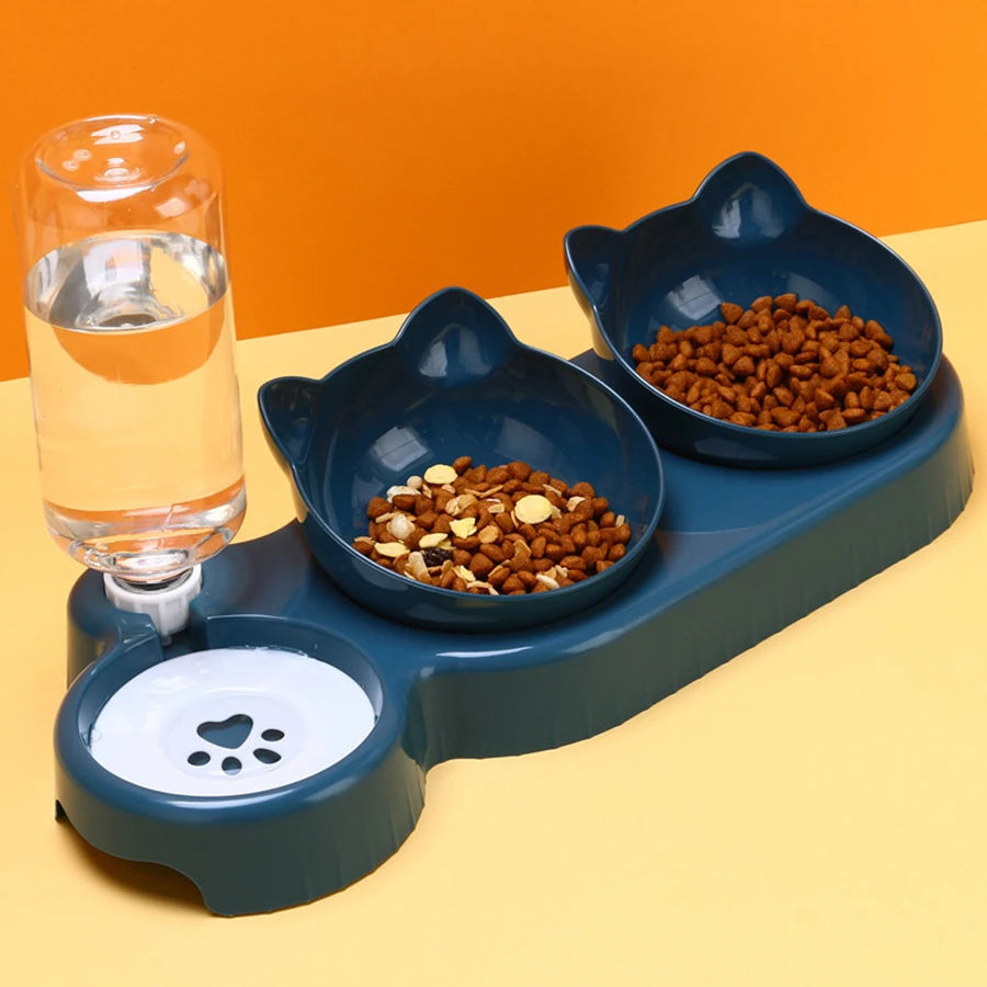 Triple Cat Bowls Pet Feeder