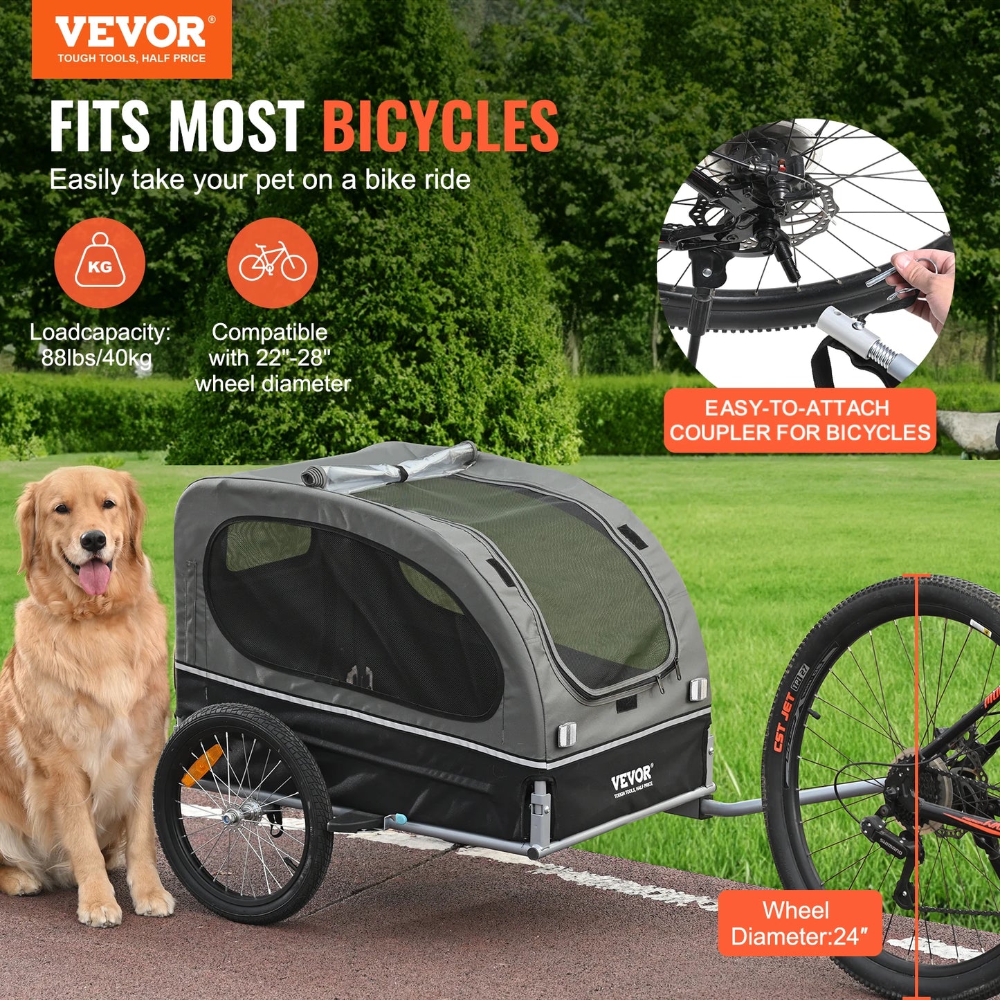 Dog Bike Trailer Pet Cart Bicycle Carrier