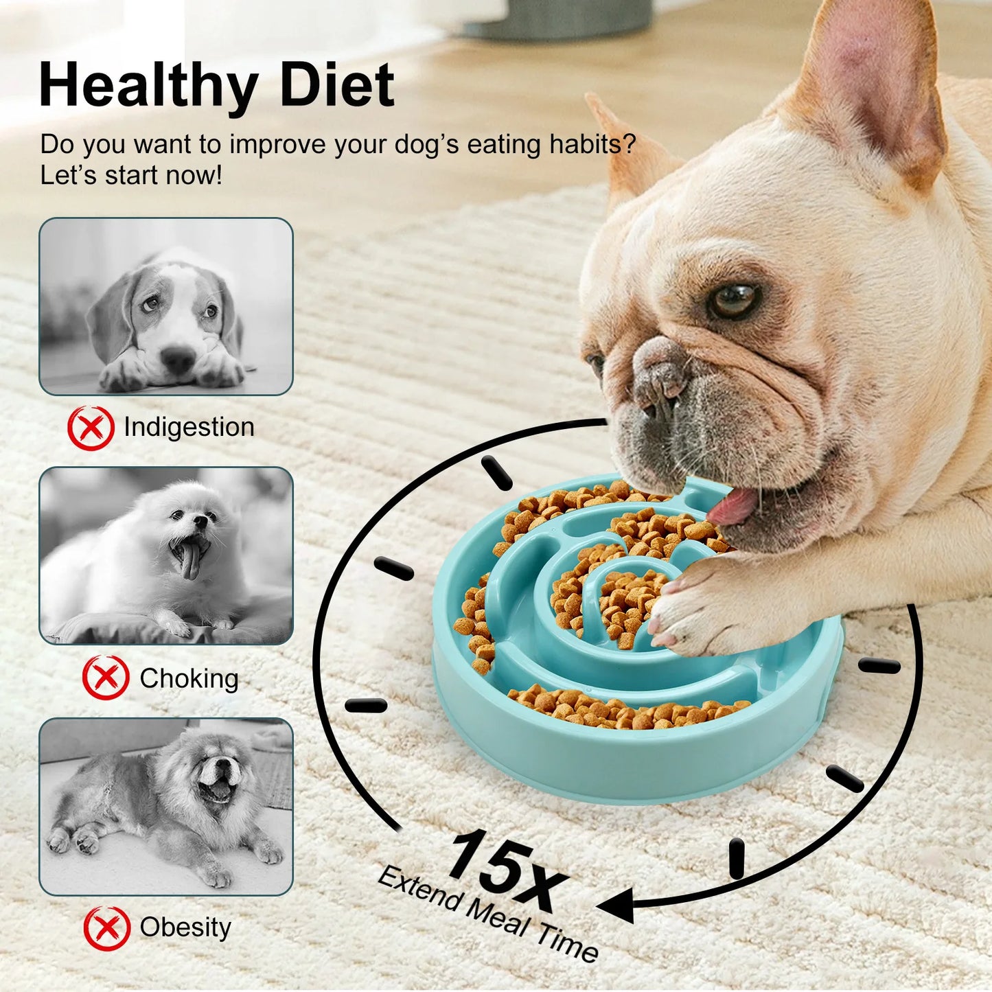 Pet Dog Slow Feeder Bowl