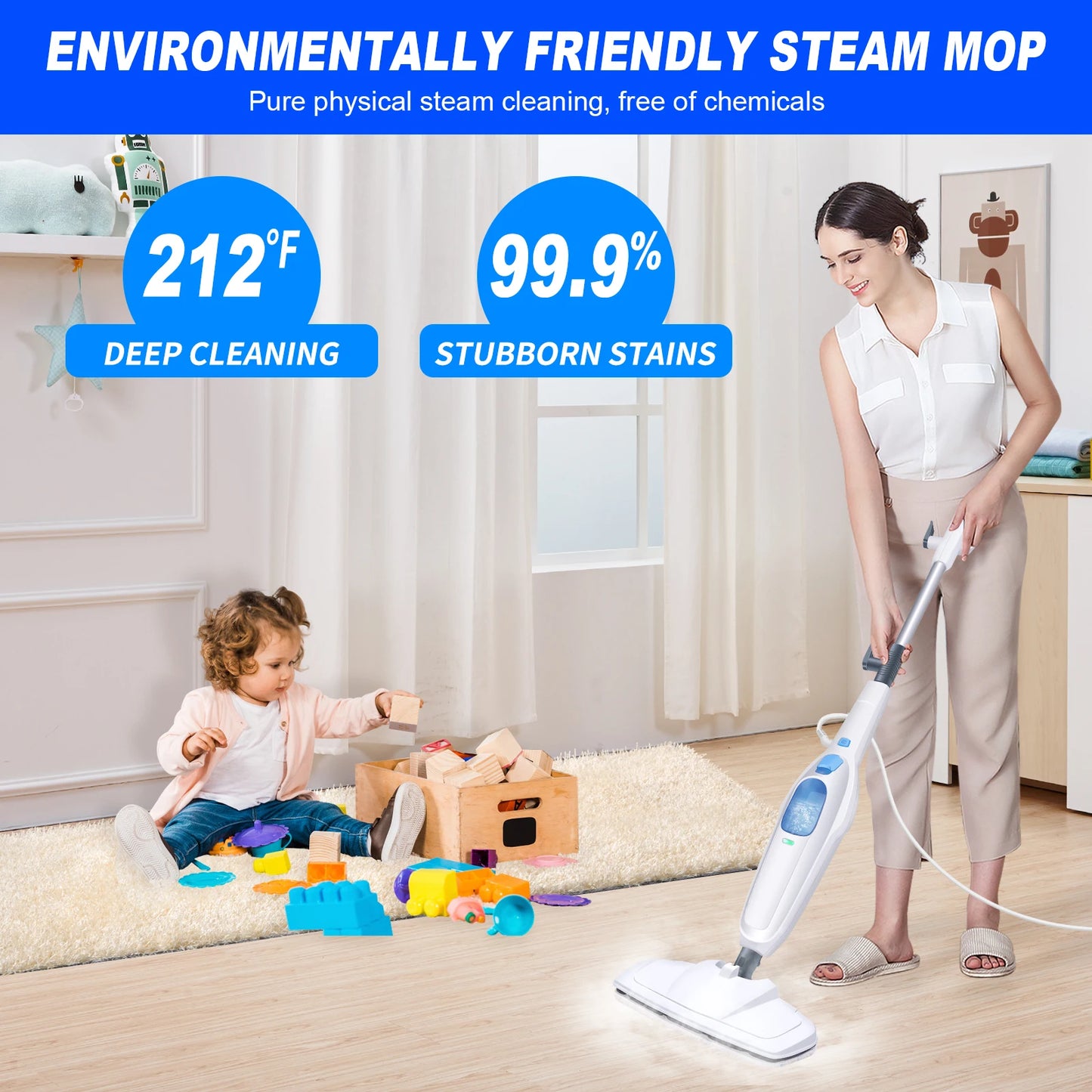 Steam Mop & Detachable Steam Cleaner,