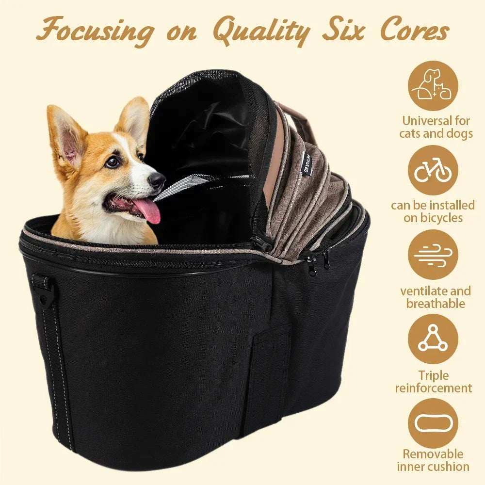 Dog rear bicycle basket,