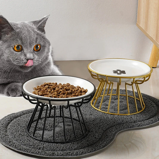 Pet Ceramic Bowl Iron Rack