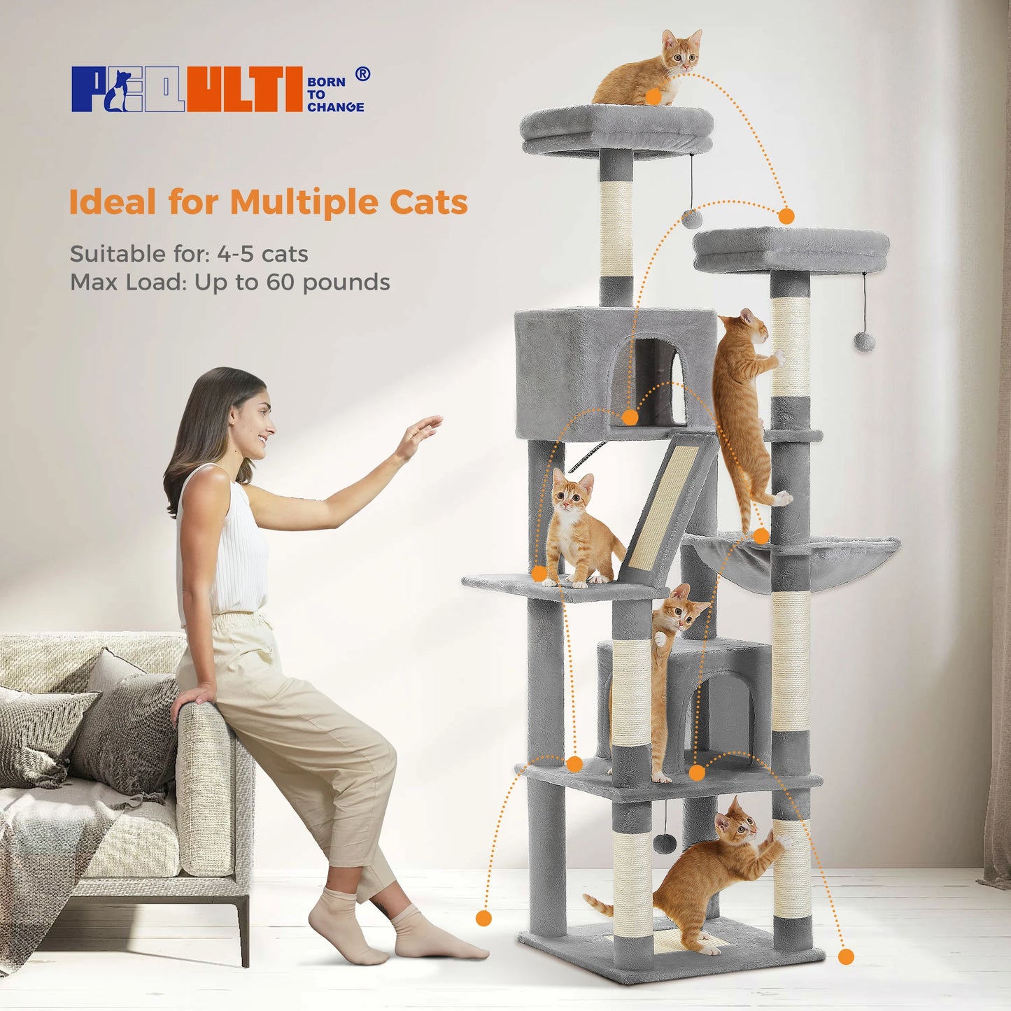 Multi-Level Plush Cat Condo