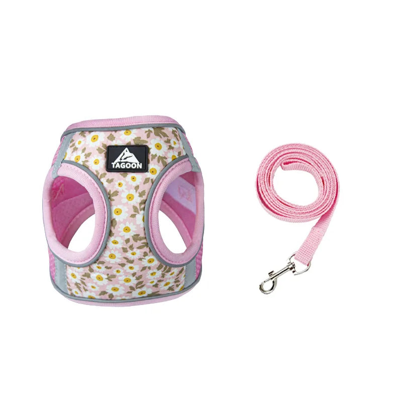 Floral Pet Harness and Leash Set