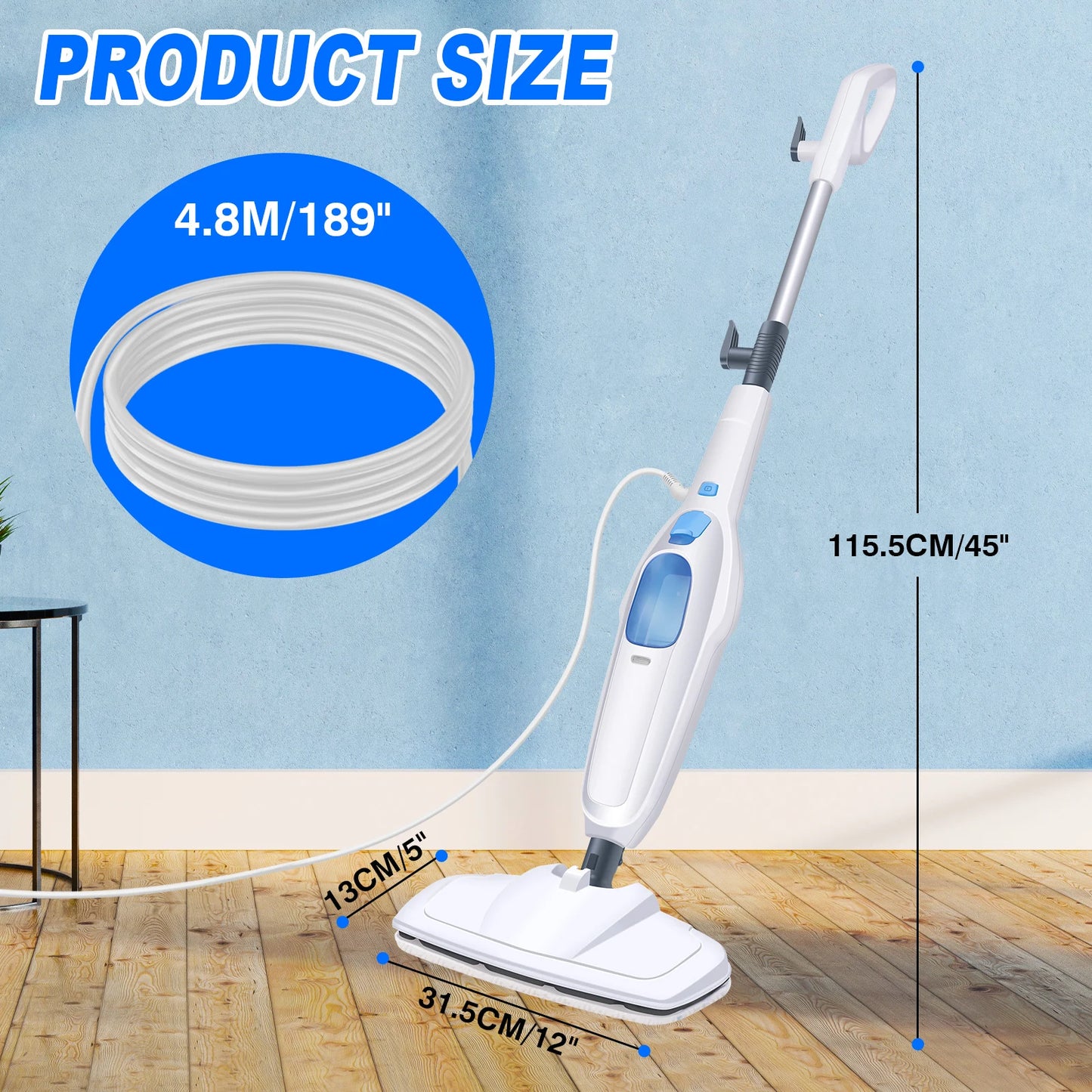 Steam Mop & Detachable Steam Cleaner,