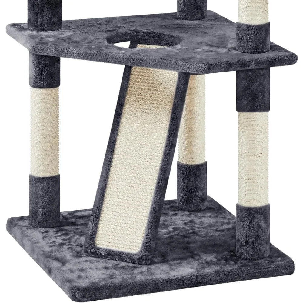 Indoor Cat Tower with Sisal-Covered Scratching Posts