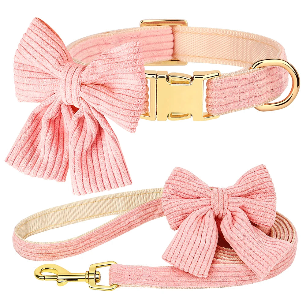 Cute Pink Dog Collar Leash Set