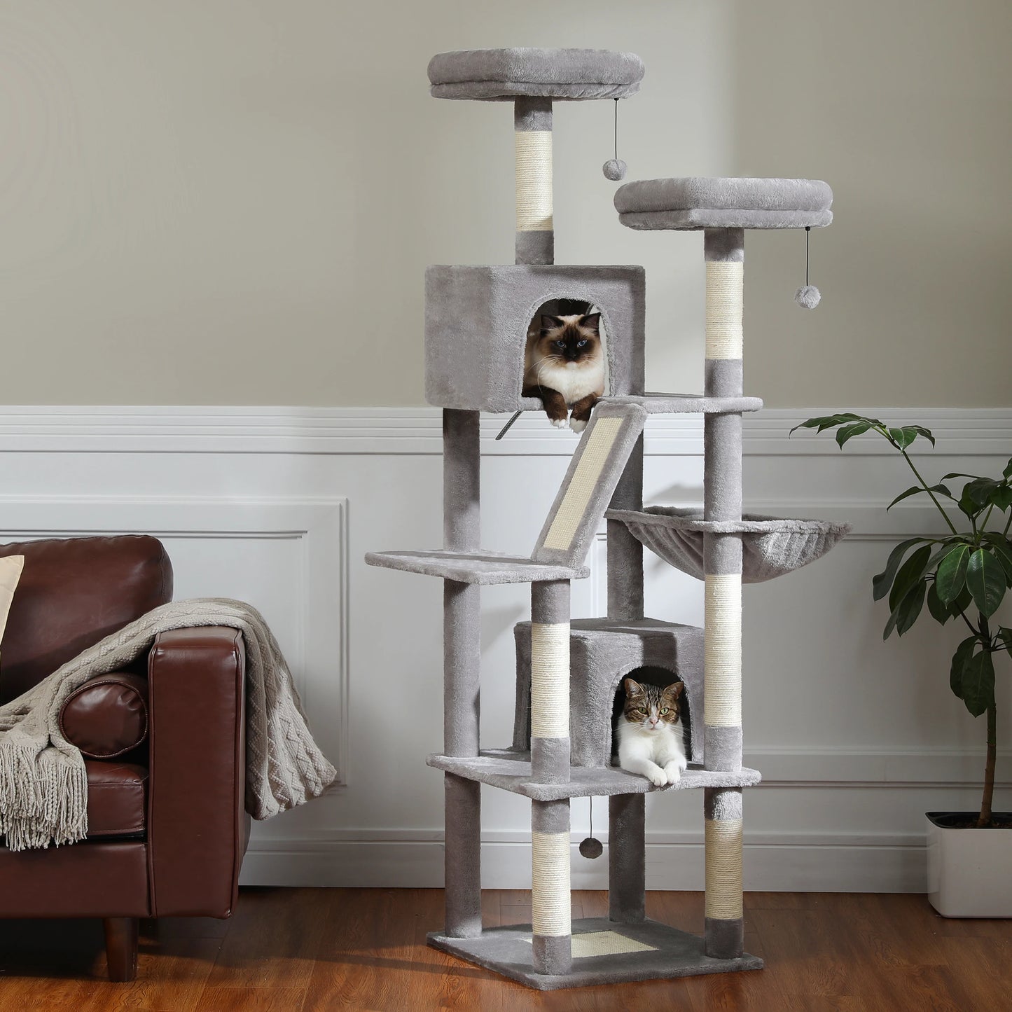 Multi-Level Plush Cat Condo