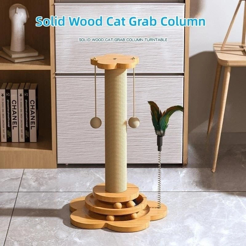 Solid Wood Cat Turntable Funny Cat Stick