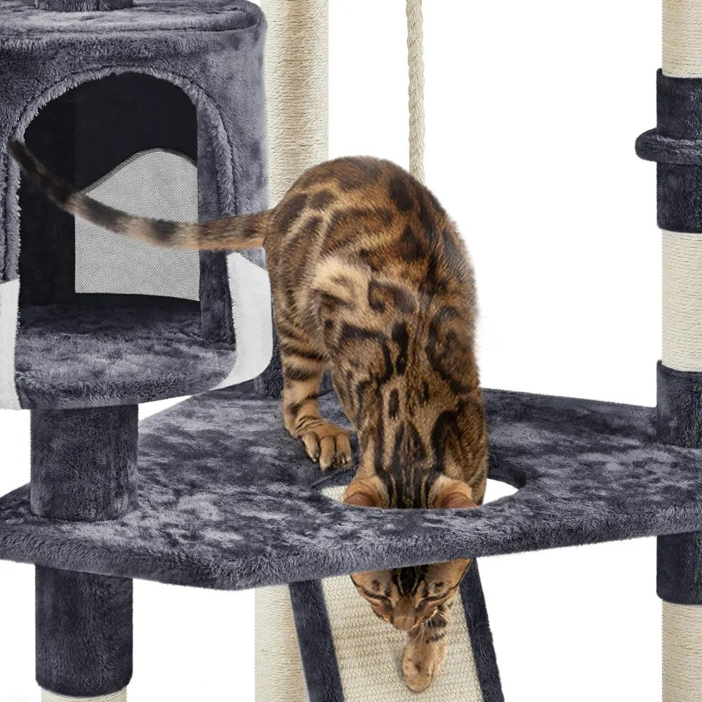 Indoor Cat Tower with Sisal-Covered Scratching Posts