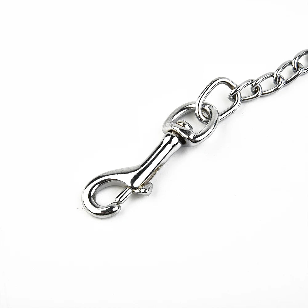 Metal Chain Dog Lead With Leather Style Handle