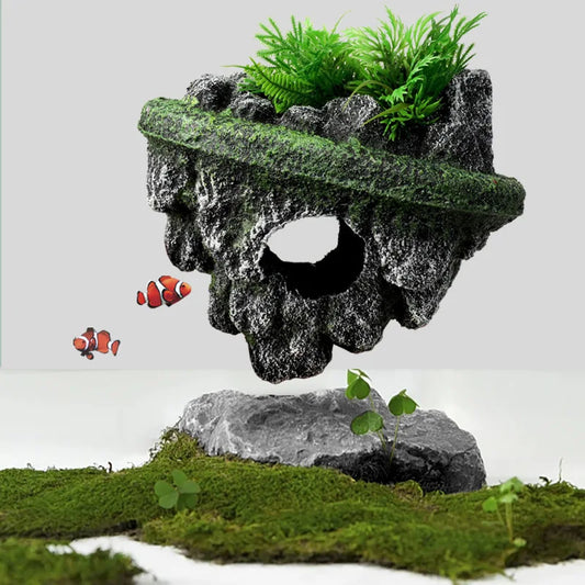 Suspended Island Fish Tank Decor