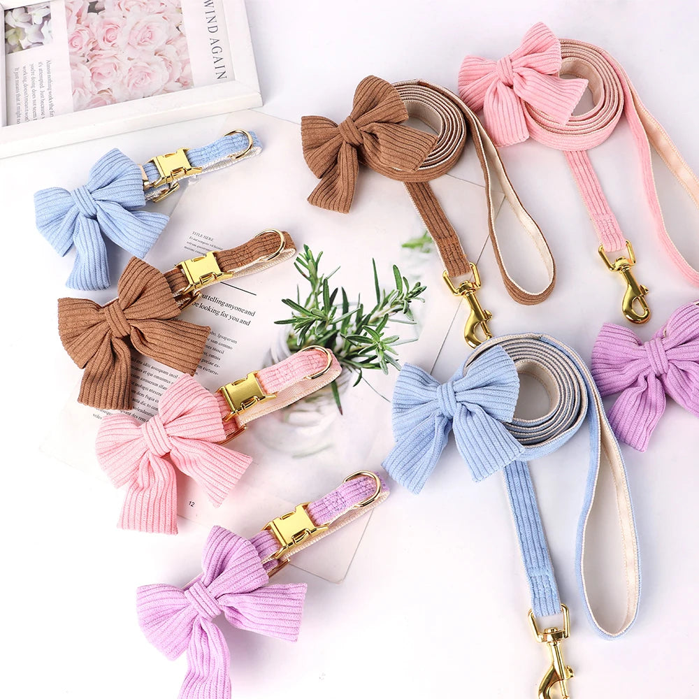 Cute Pink Dog Collar Leash Set