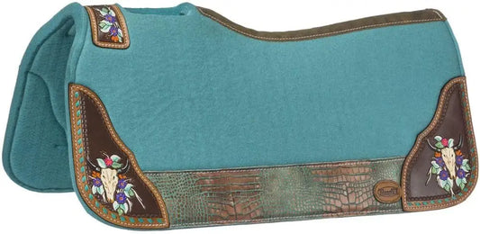 Saddle Pad Hand Painted Steer Skull