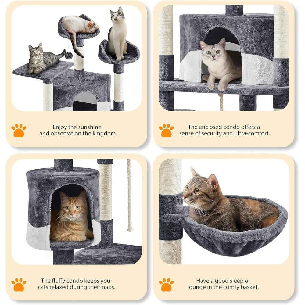 Indoor Cat Tower with Sisal-Covered Scratching Posts