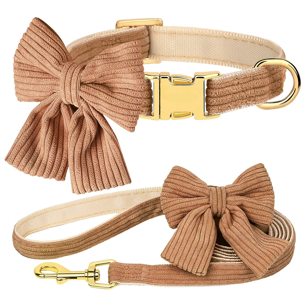 Cute Pink Dog Collar Leash Set