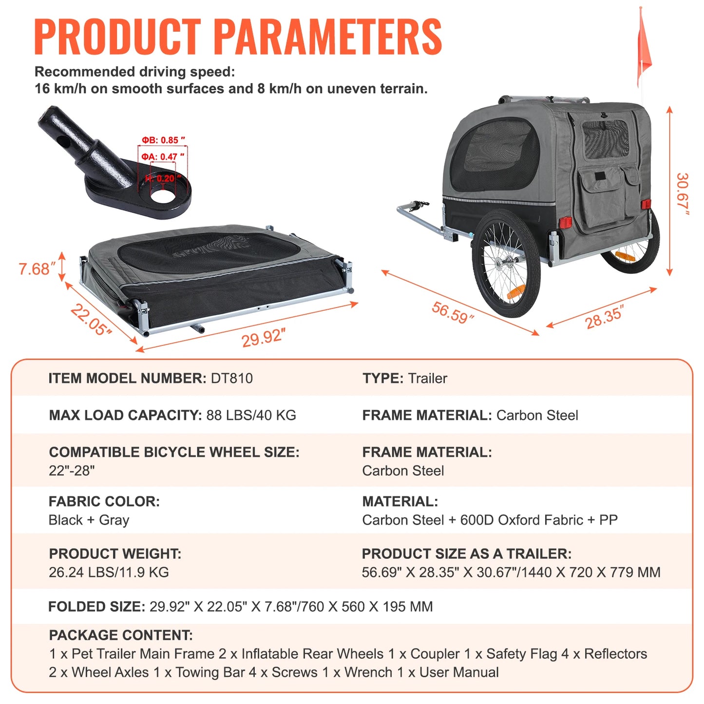 Dog Bike Trailer Pet Cart Bicycle Carrier