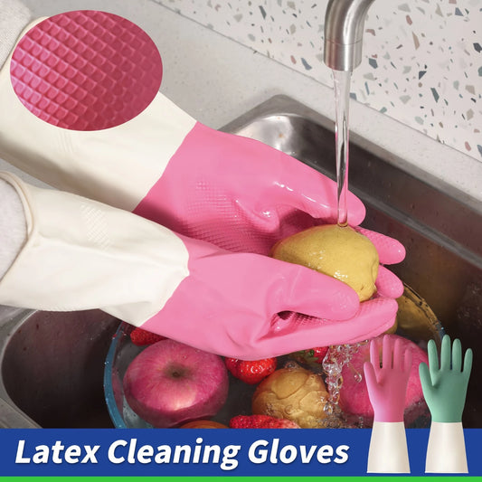 latex cleaning gloves, reusable, anti slip and waterproof design, suitable for  cleaning, gardening, pet care and ot