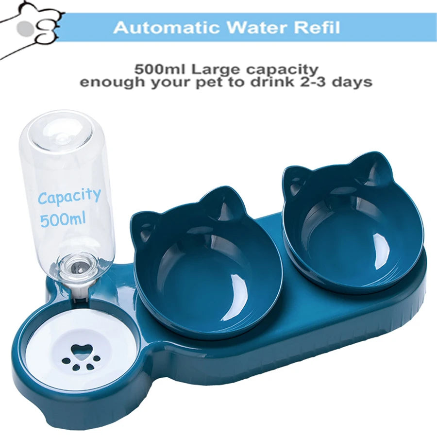 Triple Cat Bowls Pet Feeder