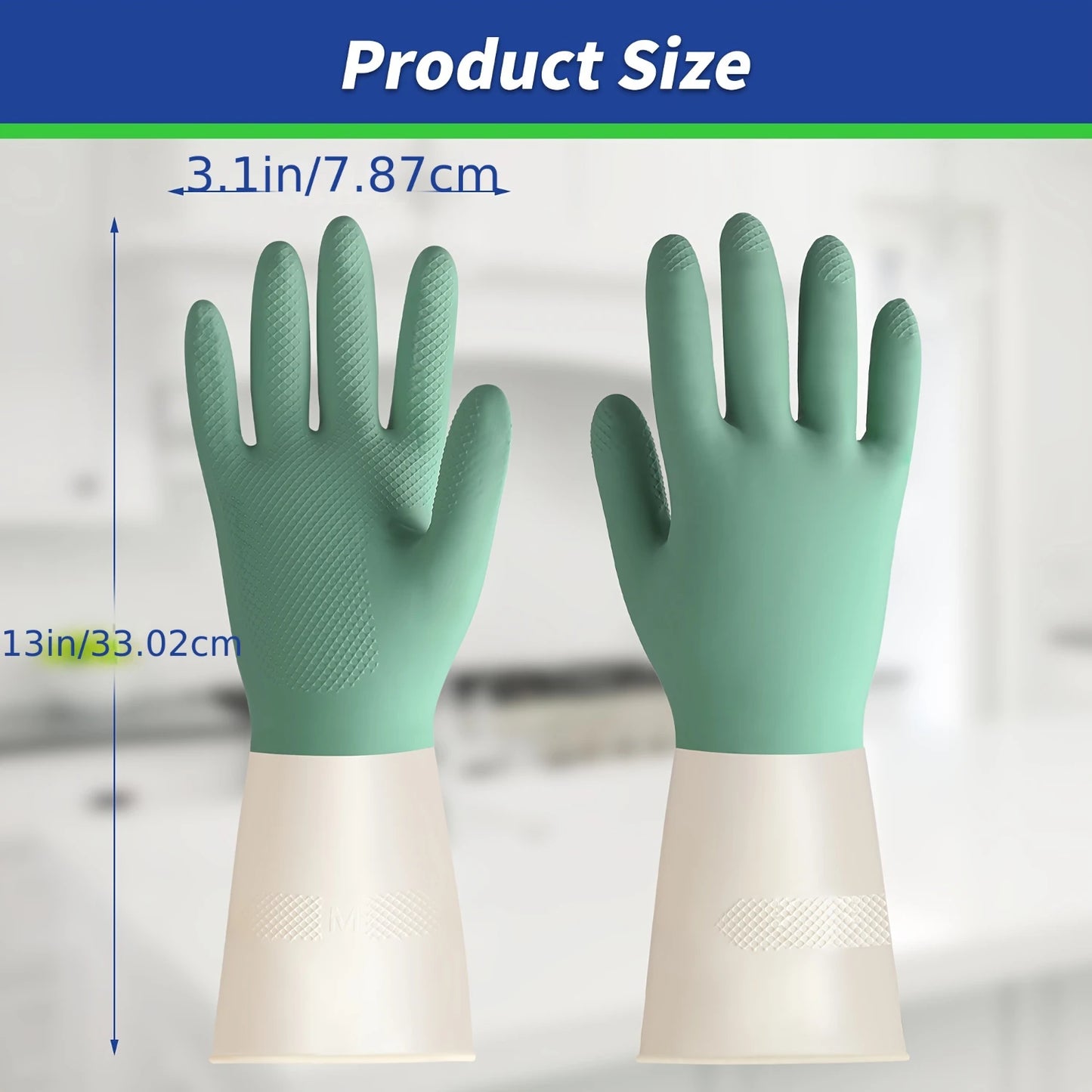 latex cleaning gloves, reusable, anti slip and waterproof design, suitable for  cleaning, gardening, pet care and ot